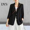Women Business Coat Summer Suit Lapel Long Sleeve Solid Color Jacket Button Closure Loose Fit Thin Outwear Comfortable