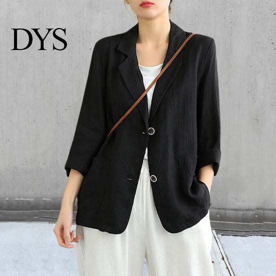Women Business Coat Summer Suit Lapel Long Sleeve Solid Color Jacket Button Closure Loose Fit Thin Outwear Comfortable
