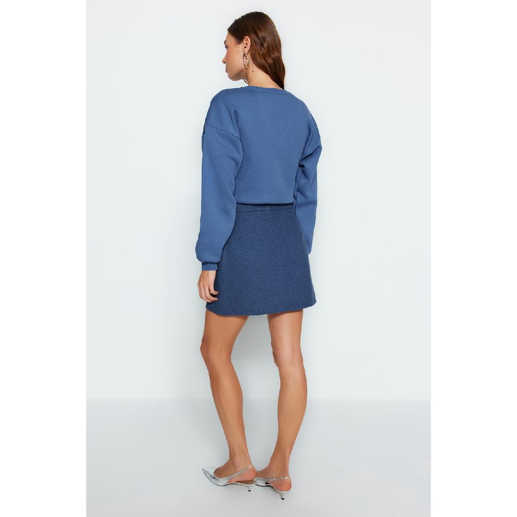 Detailní mini tkaná sukně z Indigo Tweed Fabric Tweed Twoaw24et00204