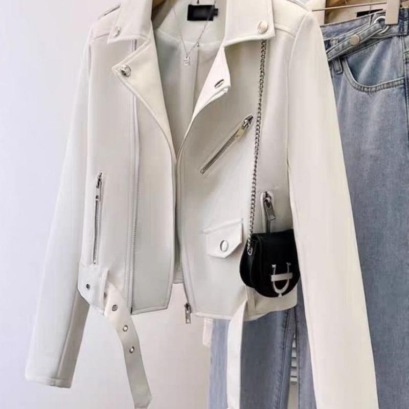 New Motorcycle Leather Jacket Spring and Autumn Regular Korean Style Fashionable Women's Slim Women's Leather