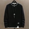 Men's American Fashion Loose Fit Round Neck Sweatshirt, Fake Two-Piece Long-Sleeve Top for Spring