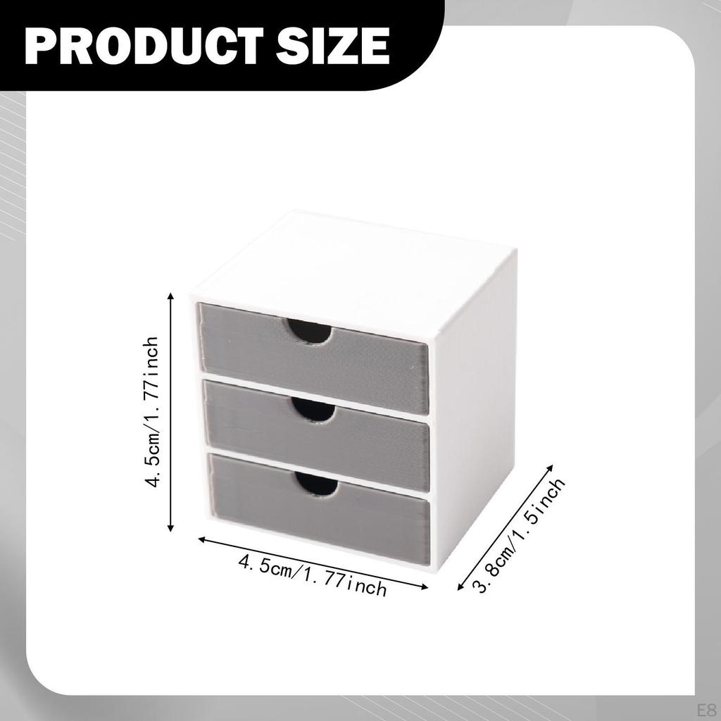1/12 Dollhouse Cabinet 3 Layer Drawers Dolls House Decor Bedroom Ornament Miniature Desktop Filing