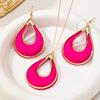 Fashion New 3pcs Earring and Necklace Set, Simple and Elegant Women's Creative Teardrop Metal Spray-Painted Earrings and Necklace Set