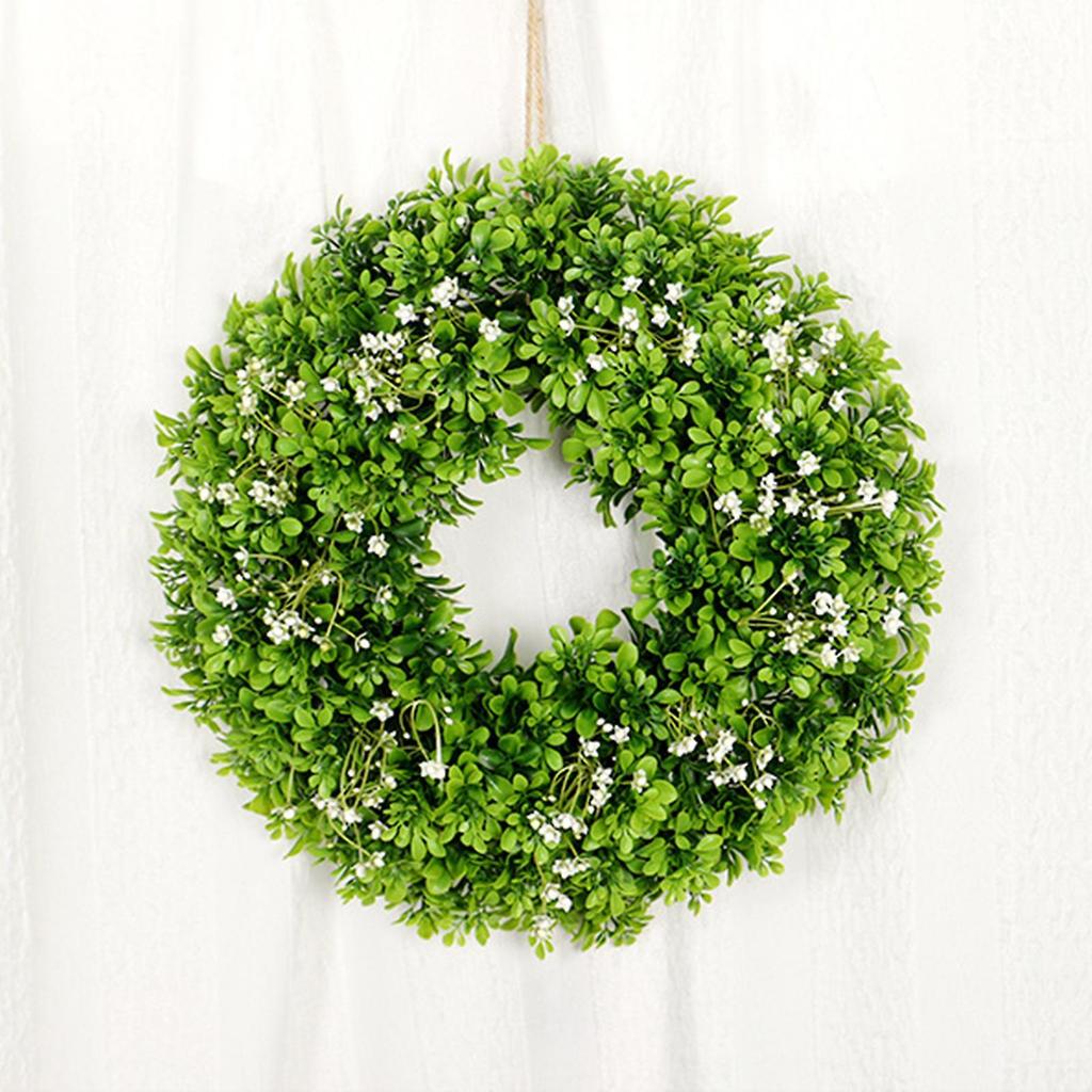 Green Leaf Wreath Decorative Door Wreath Artificial Spring Wreath Home Decoration 40x40x10cm