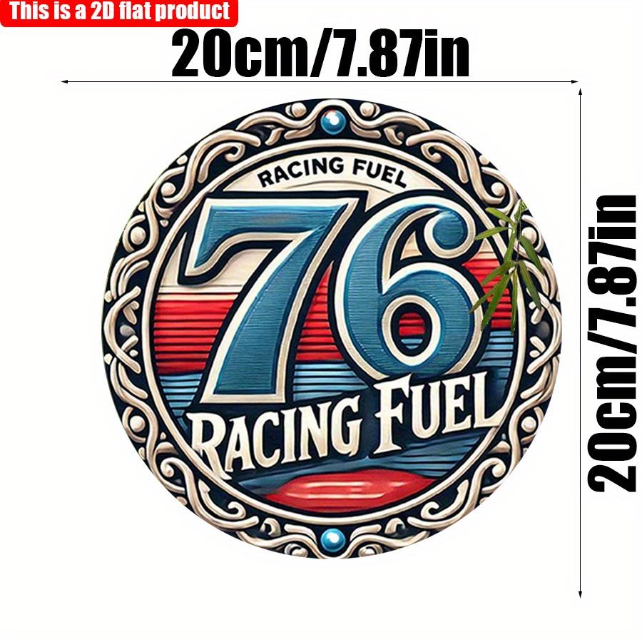 

2D плоский 20*20см1шт 1976 гоночный топливный знак Изысканные узоры круговой орнамент, гоночный бензин тема винтажный синий и красный кулон, идеально подходит для гаража, 20*20cm