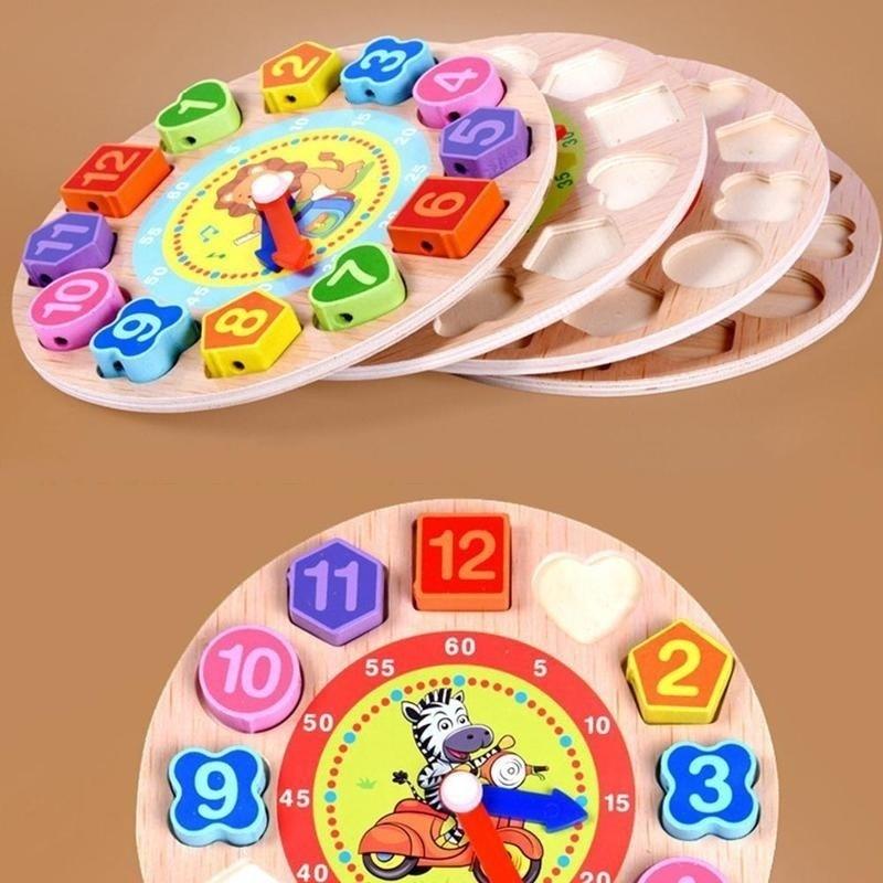 Simingyou 4 Modele Puzzle 1 Bucată Animal Desene Animate Jucărie Educativă Ceas Digital din Lemn pentru Copii