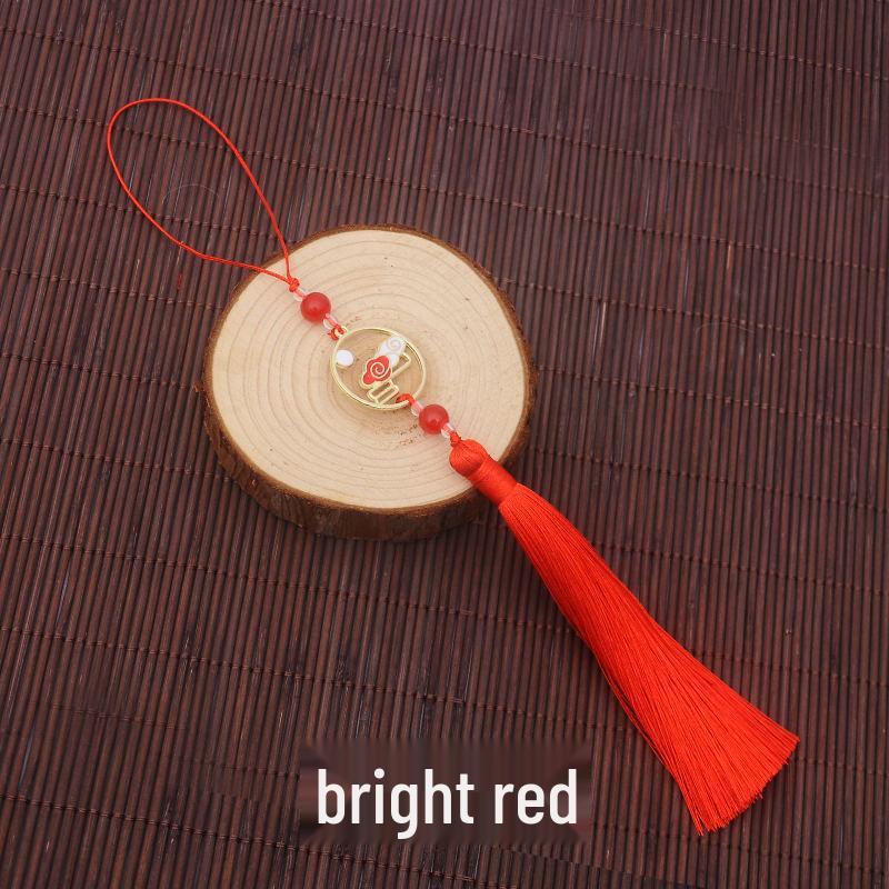 Colorful Clouds Chasing the Moon Tassel Pendant for Hanfu Qipao - 12CM Fan Lantern Jade Lapel Accessory