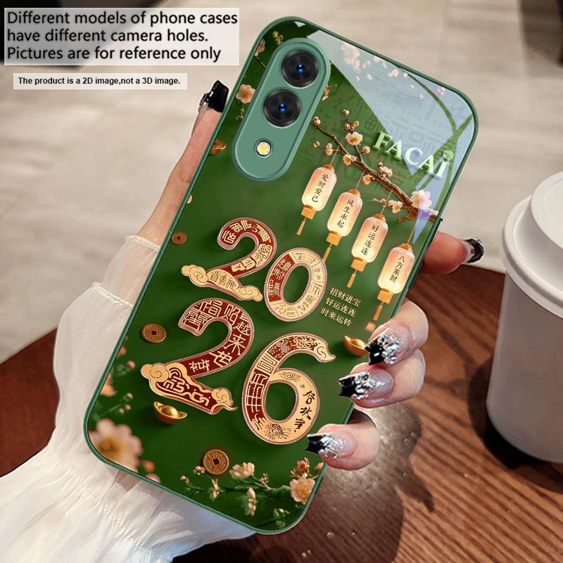 Happy New Year, 2026 For Samsung S25 S25 Edge S25Ultra S8 9 S10 20 U ltra S21 Pro 22 Plus S23 FE S24 Ultra Glass Phone Case