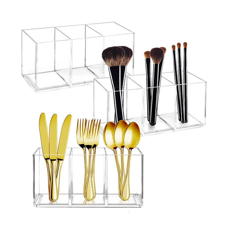 Cross-border Dropshipping Silverware Dispenser: 3-Compartment Black & White Holder for Knives, Forks, and Spoons