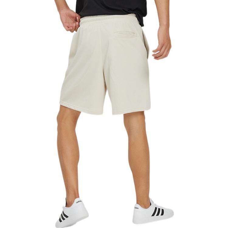 Men's adidas Logo Printing Pattern Lacing Elastic Waistband Straight Shorts Beige HZ7029