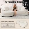 Divano ad Angolo a L - 4 Posti, 256,5 x 133,5 x 89 cm, Velluto a Coste Classico, Design Modulare con Pouf Ovale, 2 Cuscini Inclusi, Beige