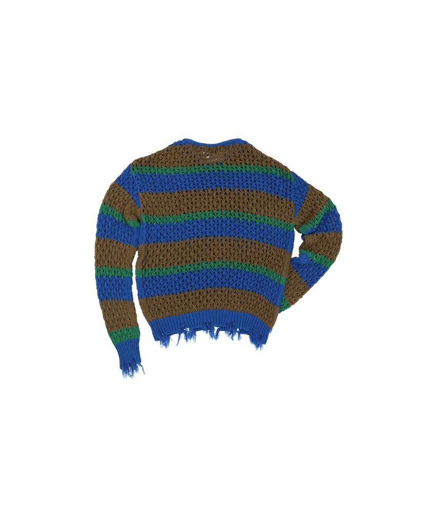 ADSB ANDERSSON BELL Unisex Daisy Striped Boat Neck Sweater Atb1239U(Blue/Green)
