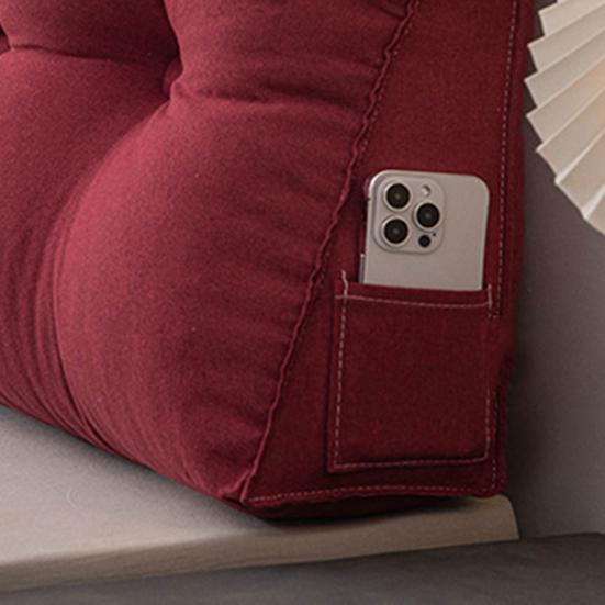 Headboard Pillow with Side Pocket Linen Triangular Headboard Wedge Cushion Bed Bolster Cushion for Shoulder Back Waist Support Dorm Home Bedroom
