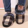 Fashion Retro Plaid Plush Slippers for Women Soft Faux Fur House Cotton Slippers Woman Winter Slip On Non Slip Furry Slides Female