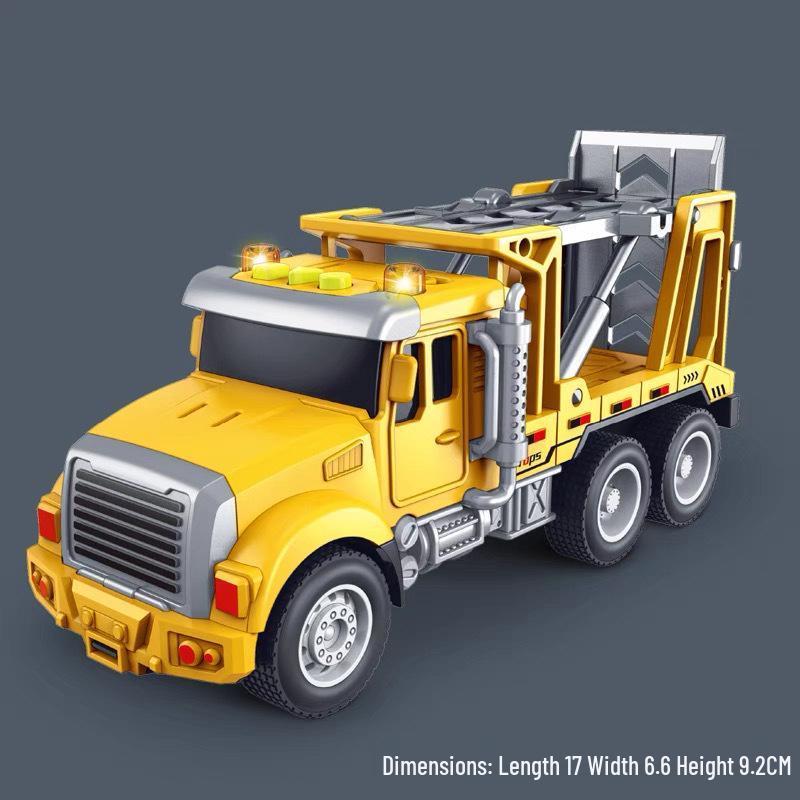 Children s Educational Construction Vehicle Toy Set: Sound & Light Mixer, Dump Truck, Excavator, Crane