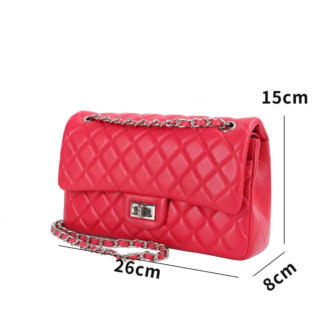 Sheepskin Rhombus Chain Shoulder Bag - 2025 Autumn/Winter Commuter, All-Match, Small Square High-End Ladies' Messenger Bag