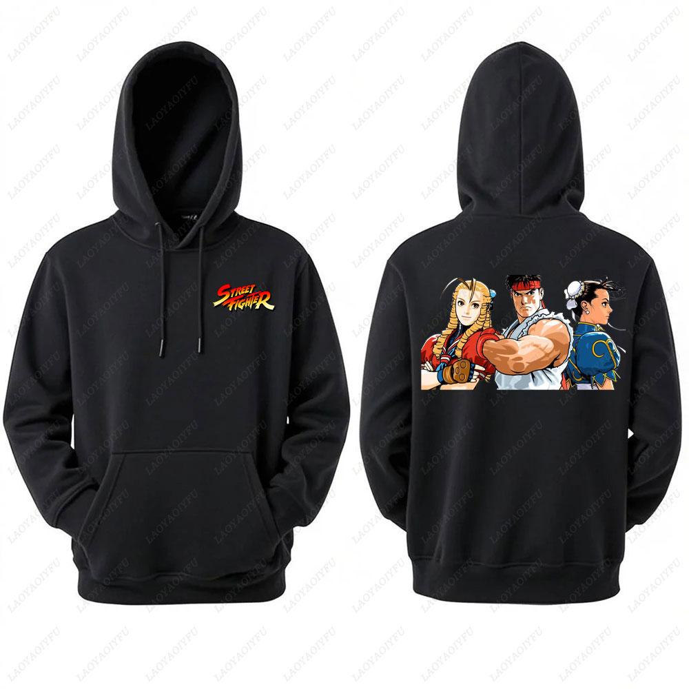 Street Fighter Men's Hoodie Anime Game Print Casual Long-sleeved Sweatshirt Double-sided Streetwear for Autumn ropa de hombre