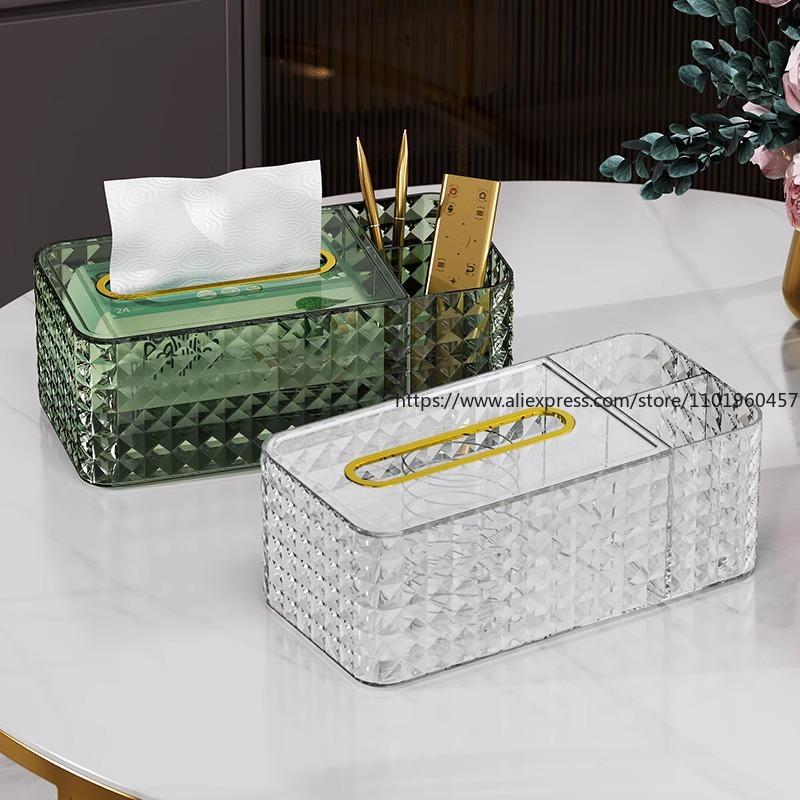 Luxury Tissue Box Home Living Room Coffee Table Creative High-End Tissue Holder Multifunctional Remote Control Storage Paper Box
