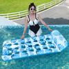 Adults Inflatable Pool Float Mat with Headrest Foldable Summer Beach Lake Float Raft Water Lounger Swimming Pool Sun Tanning Bed