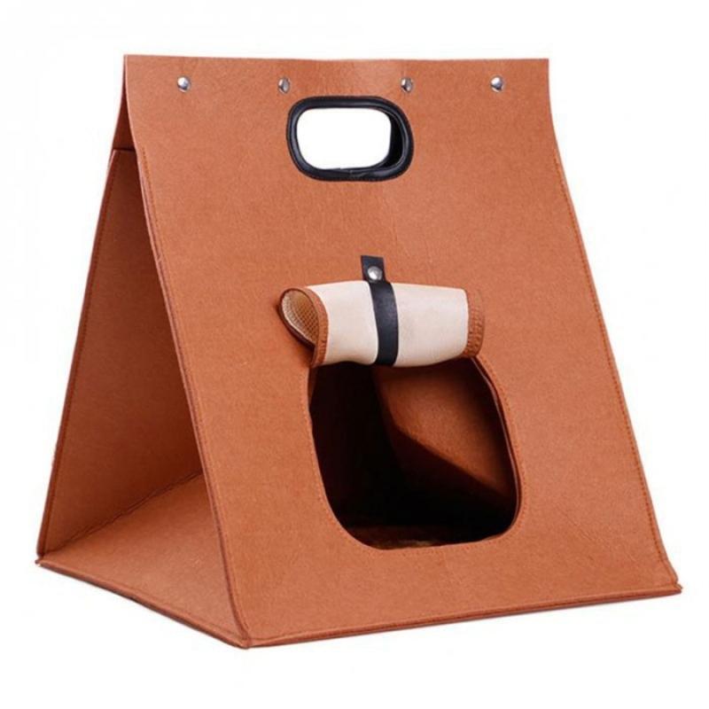 

Portable Felt Cat House Must Have for Pet Owners on the Move Soft Warm and Conveniently Foldable Designed for 4kg Cats 1 кавовий