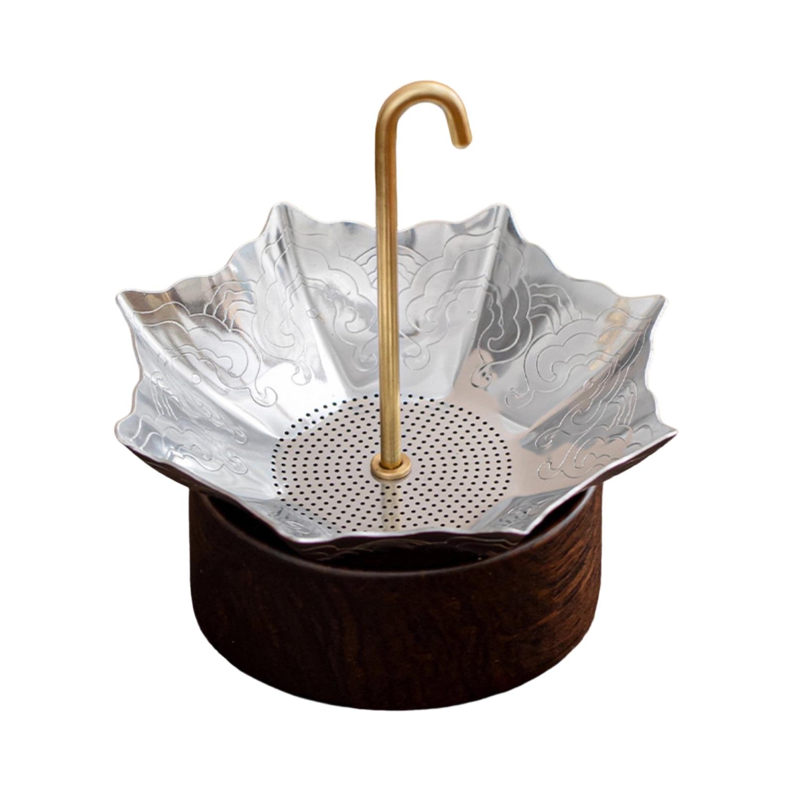 

Stainless Steel Tea Strainer Creative Drip-Free Teapot Filter with Handle and Stand Accessories for Loose Leaf Tea Brewing One Size