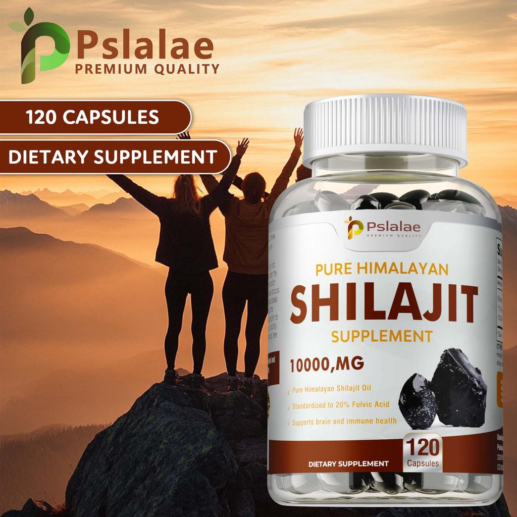 Pslalae All-Natural Shilajit Softgels, 10000 Mg Per Serving, Enhances Memory and Supports Immunity.