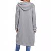 Loose Fit Length Full Zip Up Hooded Coat For Women Cotton Outerwear Long Sleeve Hoodie Sweat with Pockets