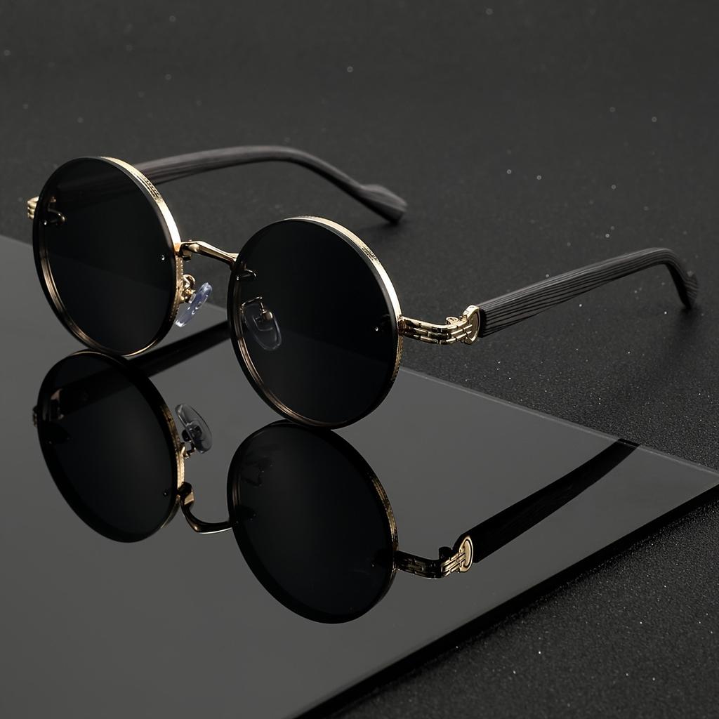 JYL Round Vintage Sunglasses Gradient Metal Rim UV400 Luxury Trendy / 32453
