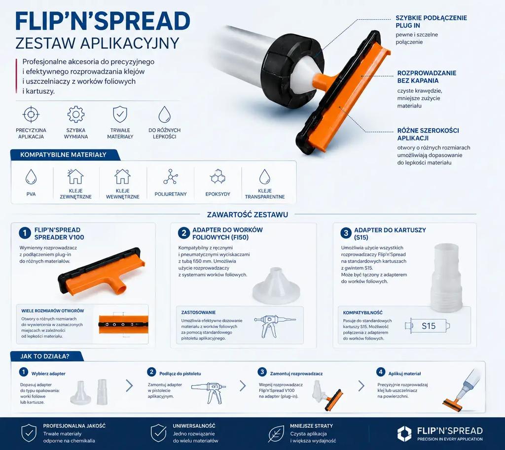 Flip'N'Spread Spreader V100 With Adapters For Applying Adhesives
