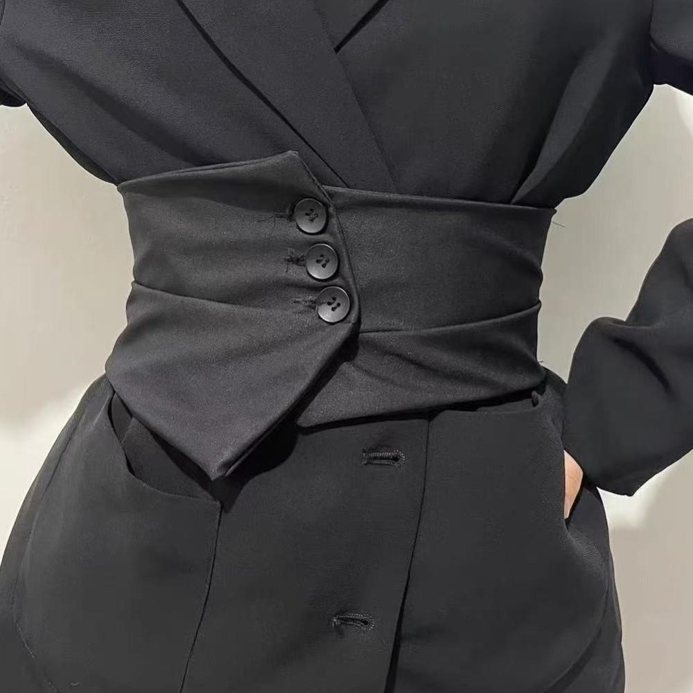 Cloth Wide Cummerbunds Button Western Cowboy Belt Gothic Wide Belt  Dress