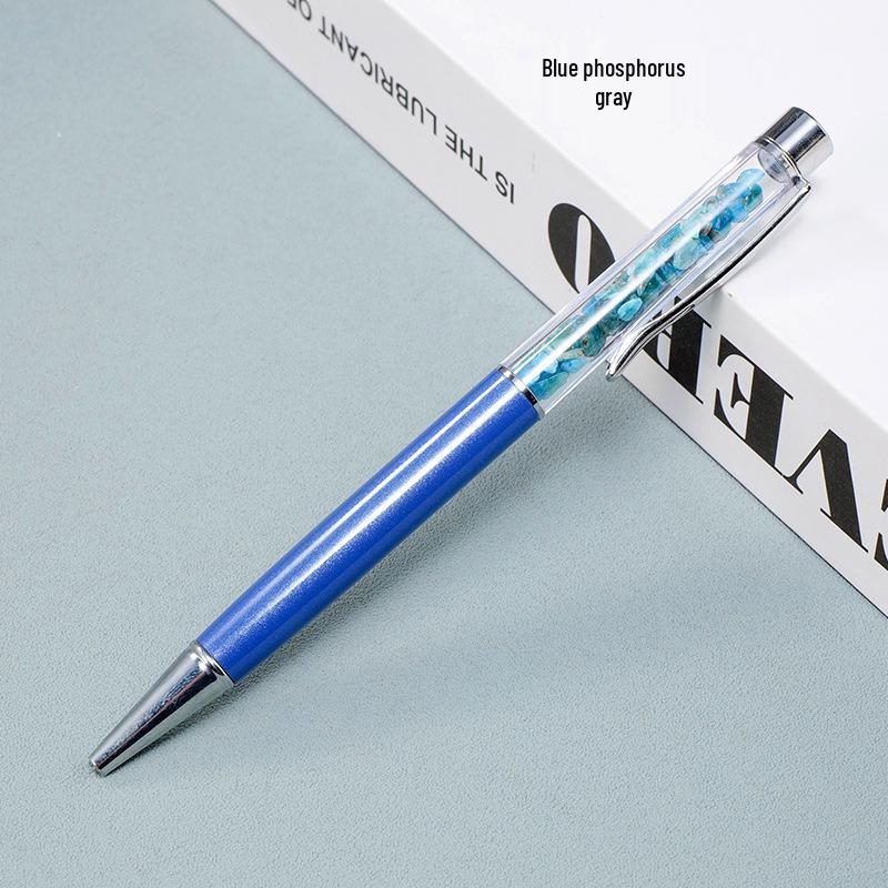 Kuličkové pero z přírodního křišťálového kamene: Energií nabité kroucené kovové pero, kancelářský dárek