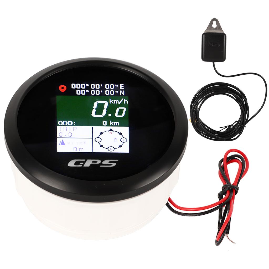 85mm GPS Speedometer 9‑32V TFT Screen Digital Display Speed Gauge Universal for Yacht RV Motorcycle Black Dial Black