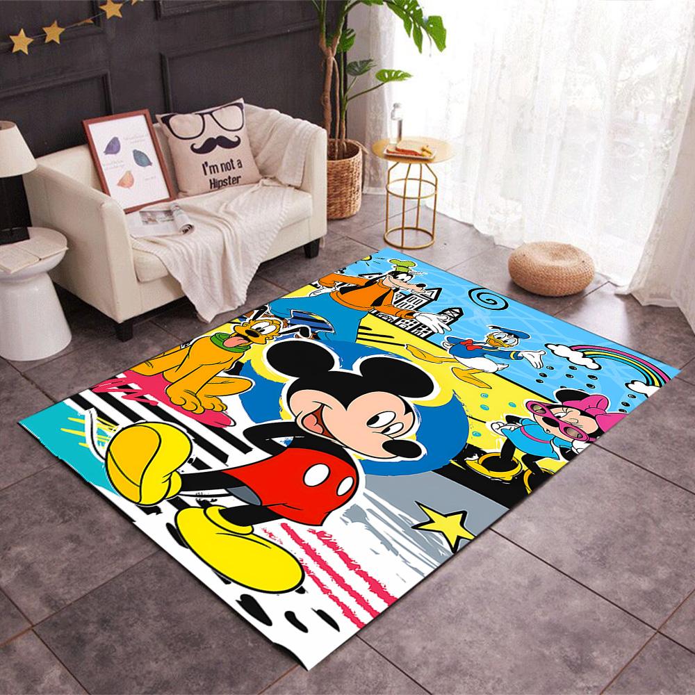 Mickey Mouse Castle Fantasy Disney Cartoon Theme Anti-Slip Rug - Polyester, Home Decor, Suitable for Bedrooms, Living Rooms, Doorways, and Studios