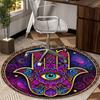 Alfombra redonda con diseño de mano de Fátima dorada, Cojín para silla, Alfombra redonda para entrada, Alfombras redondas suaves para sala de estar, dormitorio, decoración de alfombra circular, regalos