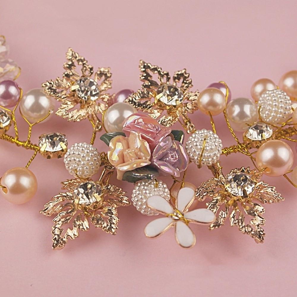 Gold Color Princess Crowns Rhinestone Bridal Jewelry Exquisite Flower Crown  Gift