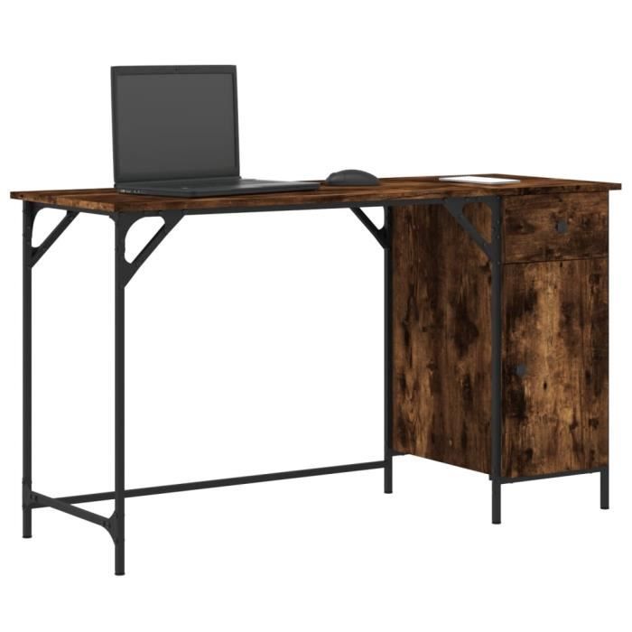 VidaXL Bureau d'ordinateur chêne fumé 131x48x75 cm bois d’ingénierie 836220