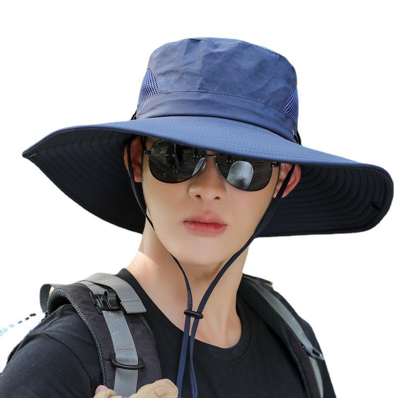 Outdoor leisure bucket hat women sunscreen men fishing mountaineering summer eaves cover face travel foldable sun hat