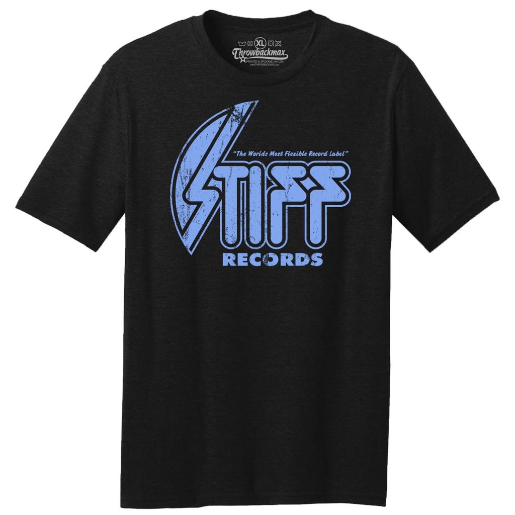 Throwbackmax Stiff Plattenlabel Klassischer Schnitt, Premium Tri-Blend Schwarzes T-Shirt