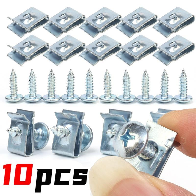 17mm U-Type Fasteners Clip with Screw Car Metal Screw Clips Anti-rust Auto Fender Bumper Protection Buckle Iron Sheet Hardware