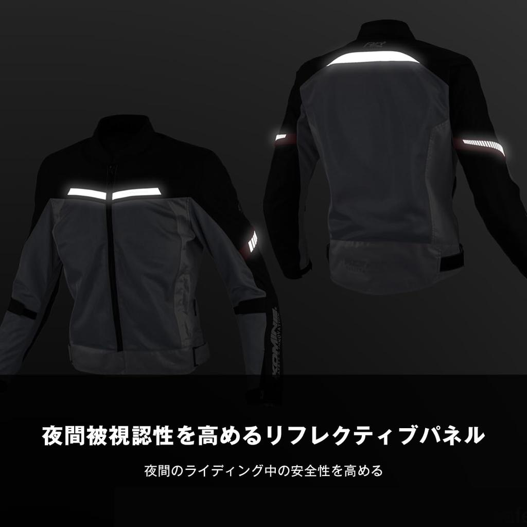 KOMINE 2025 Model JK-177 Enigmalite Half Mesh Jacket for Motorcycle Spring Summer CE Standard Protector Mesh Black Red L