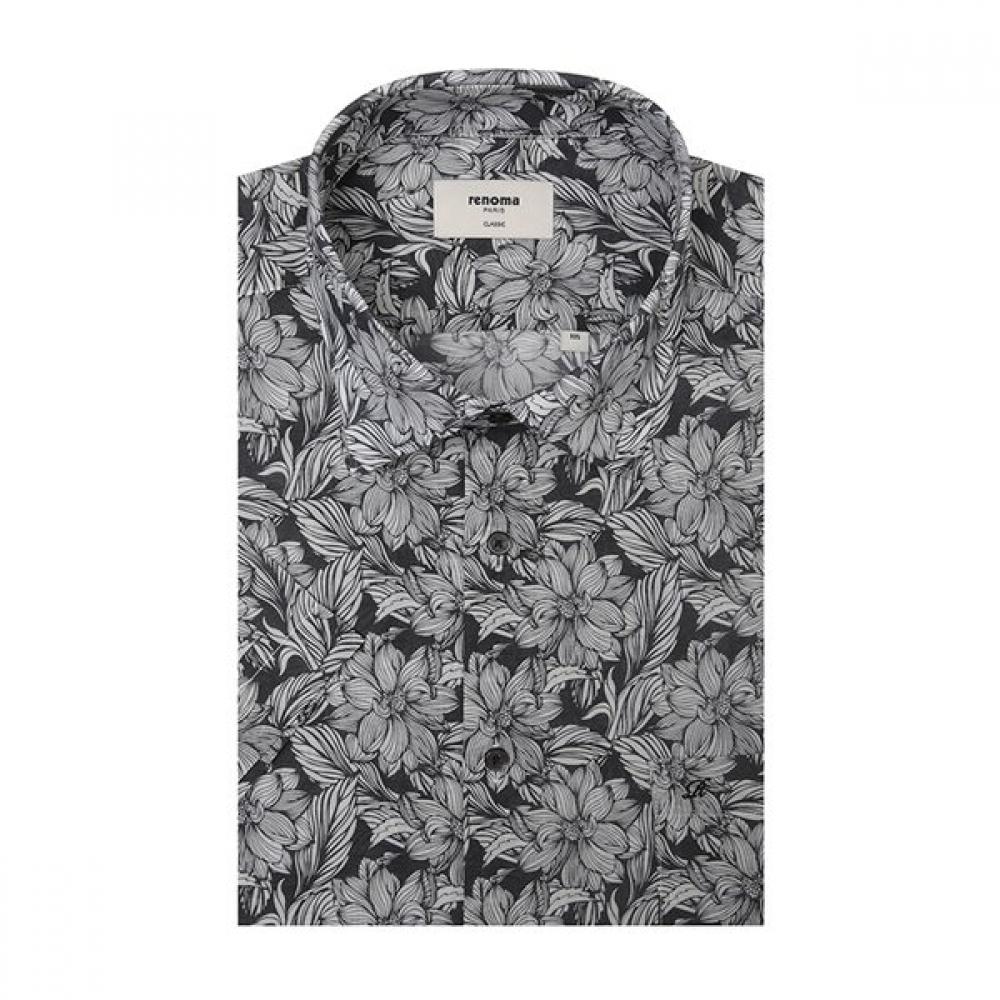 RENOMA Black Flower Print Short Sleeve Shirt [rpusg1274 Bk]