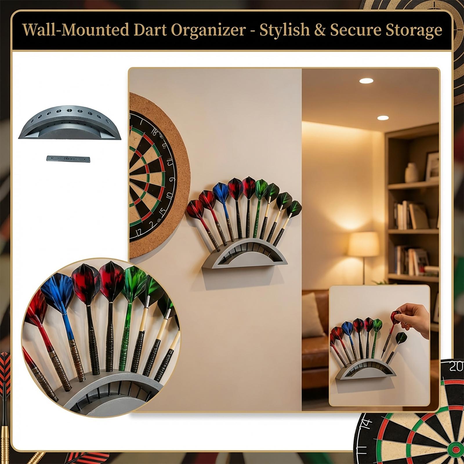 Wall-mounted Dart Holder, 3D Printed Dart Storage Box. One Size