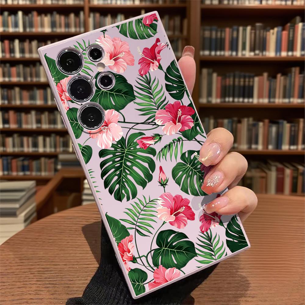 Tropical Hibiscus Flowers Soft TPU Case Slim Shockproof Protective Cover For Samsung Galaxy S Ultra FE Plus A Series 5G