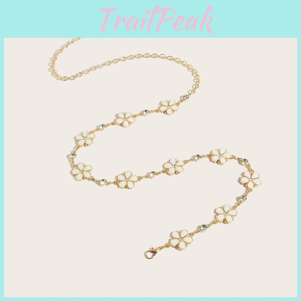 Metal Flower Fashionable Waist Chain With Rhinestone Decoration For Daily