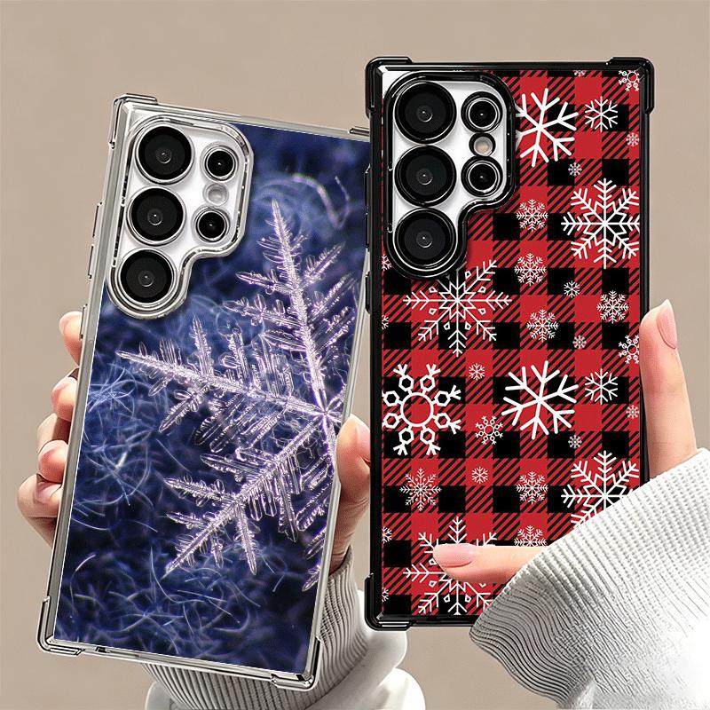 Snow Snowflake Winter Cold Soft Phone Case For Samsung Galaxy S26 Ultra S25 Edge S24 FE S23 Plus S22 S21 + S20 Plating Anti-Fall