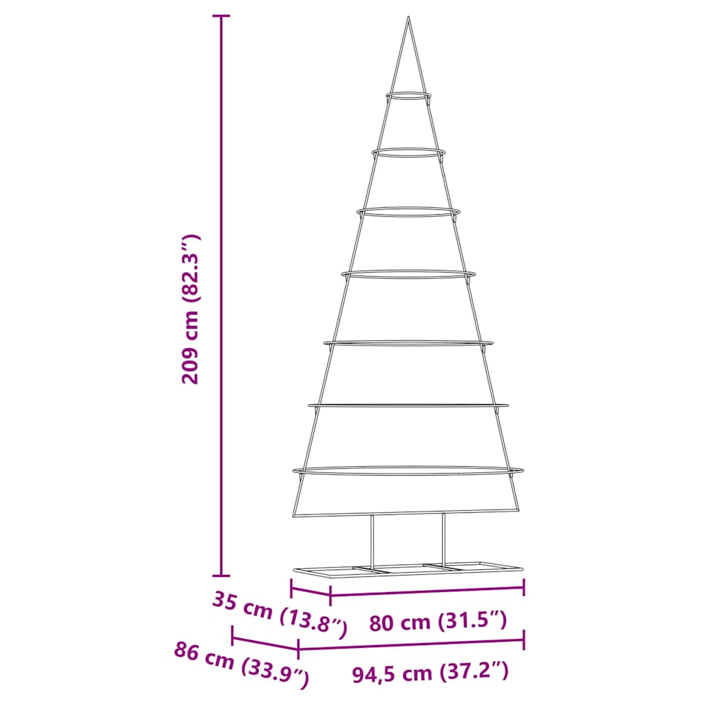 Metal Christmas Tree Gold 209 cm Powder Coated Steel