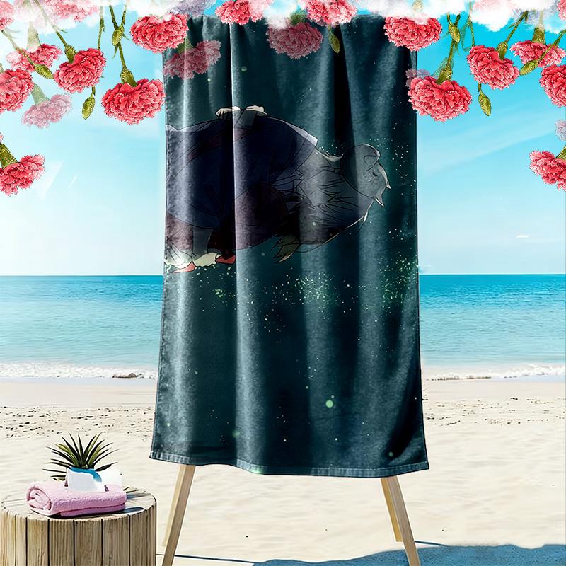 To the Forest of Firefly Lights Print Beach Towel, Large Soft Quick Dry Towel for Beach Camping Swimming