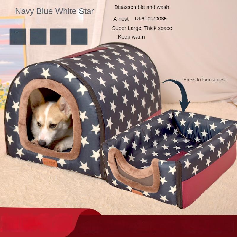Pet Large Dog House Fully Detachable and Washable Pet Kennel Cylindrical Portable Dog Room Golden Hair Room Kennel