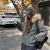 American retro big fur collar removable hooded jacket women's autumn and winter pie to overcome the trend of loose velvet and thicker short styles