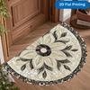 Bohemian Style Semi-Circular Carpet Soft Non-Slip Decorative Mat 2D Print Aesthetic Rug for Entrance Porch Festive Home Decor